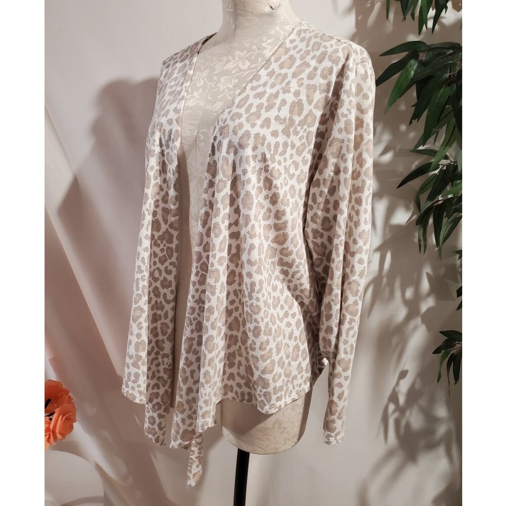 Belle Kim Gravel Lot of 2 Open Waterfall Cardigans Size XL Camo Animal Leopard - Picture 7 of 13
